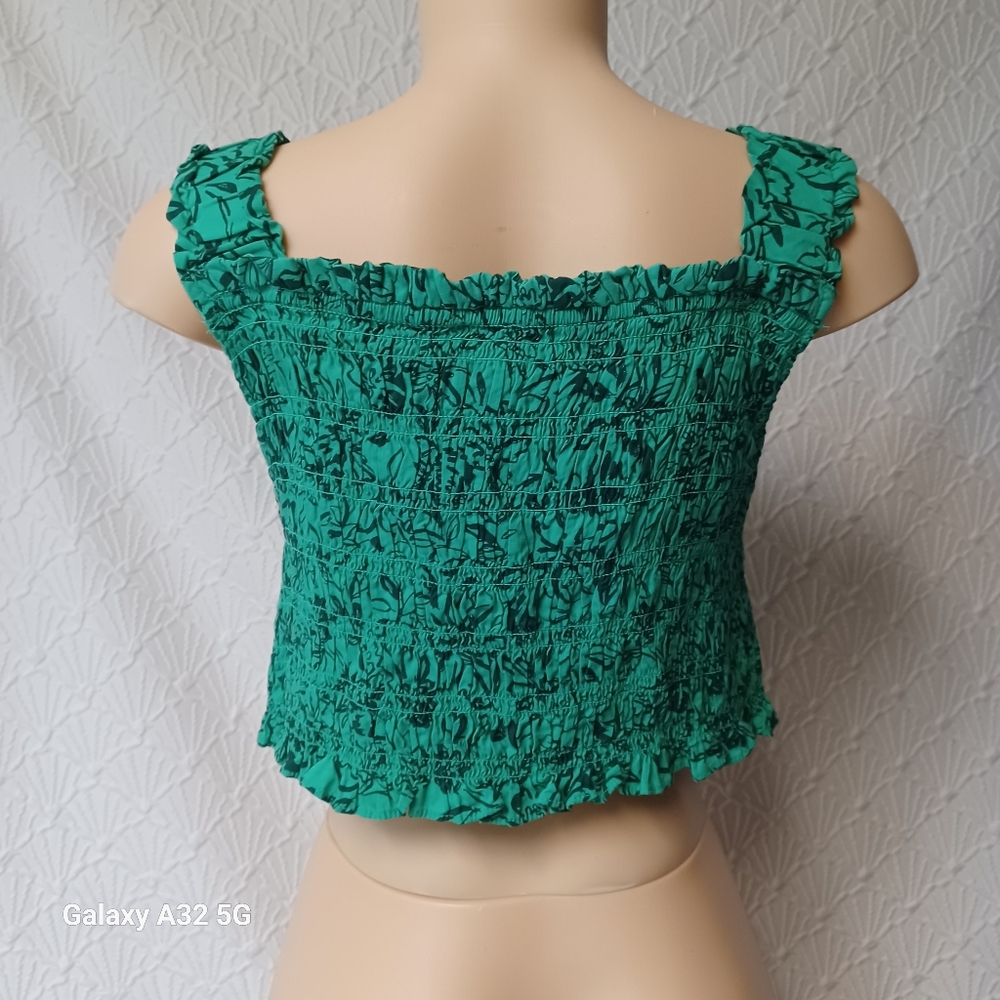Isabel vy Ingrid+isabel Women SZ XL Green Floral Smocked Women's Top - Picture 6 of 11